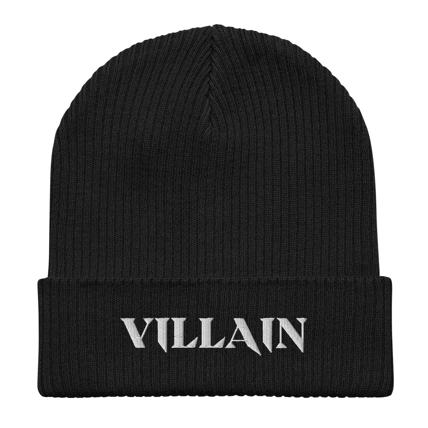 VILLAIN Aesthetics Black Organic ribbed beanie