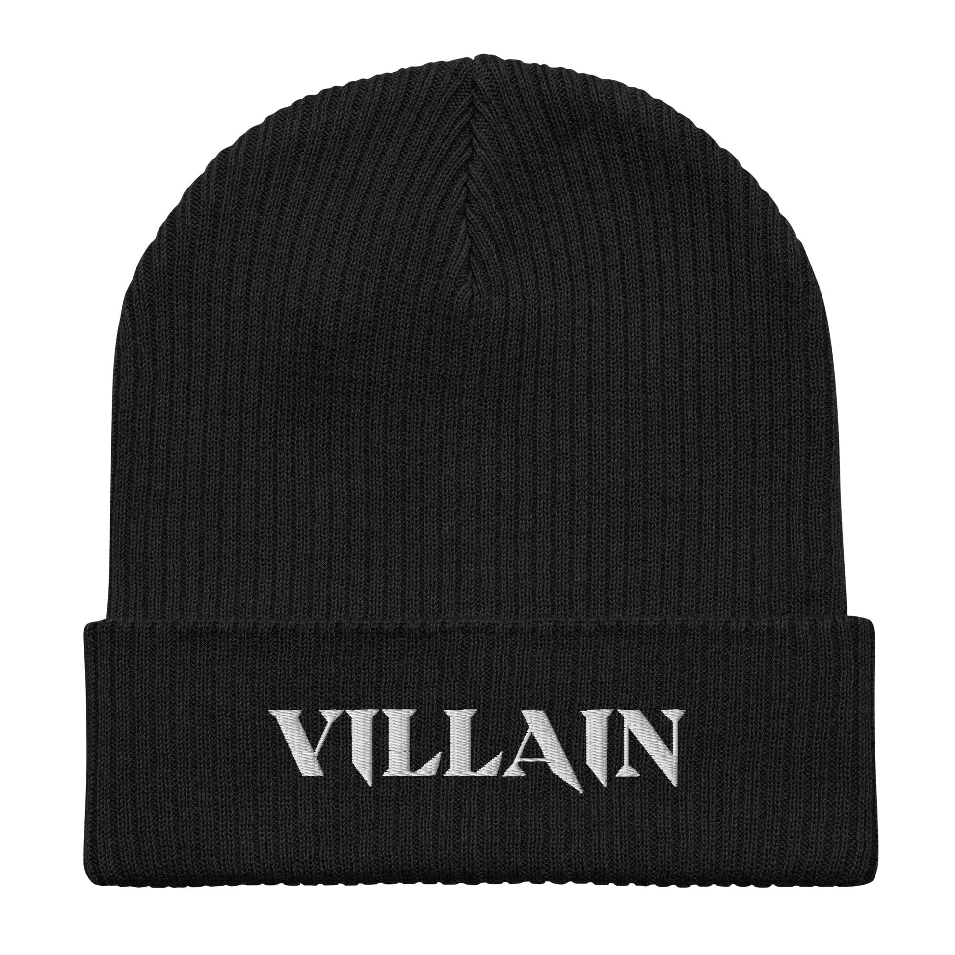 VILLAIN Aesthetics Black Organic ribbed beanie