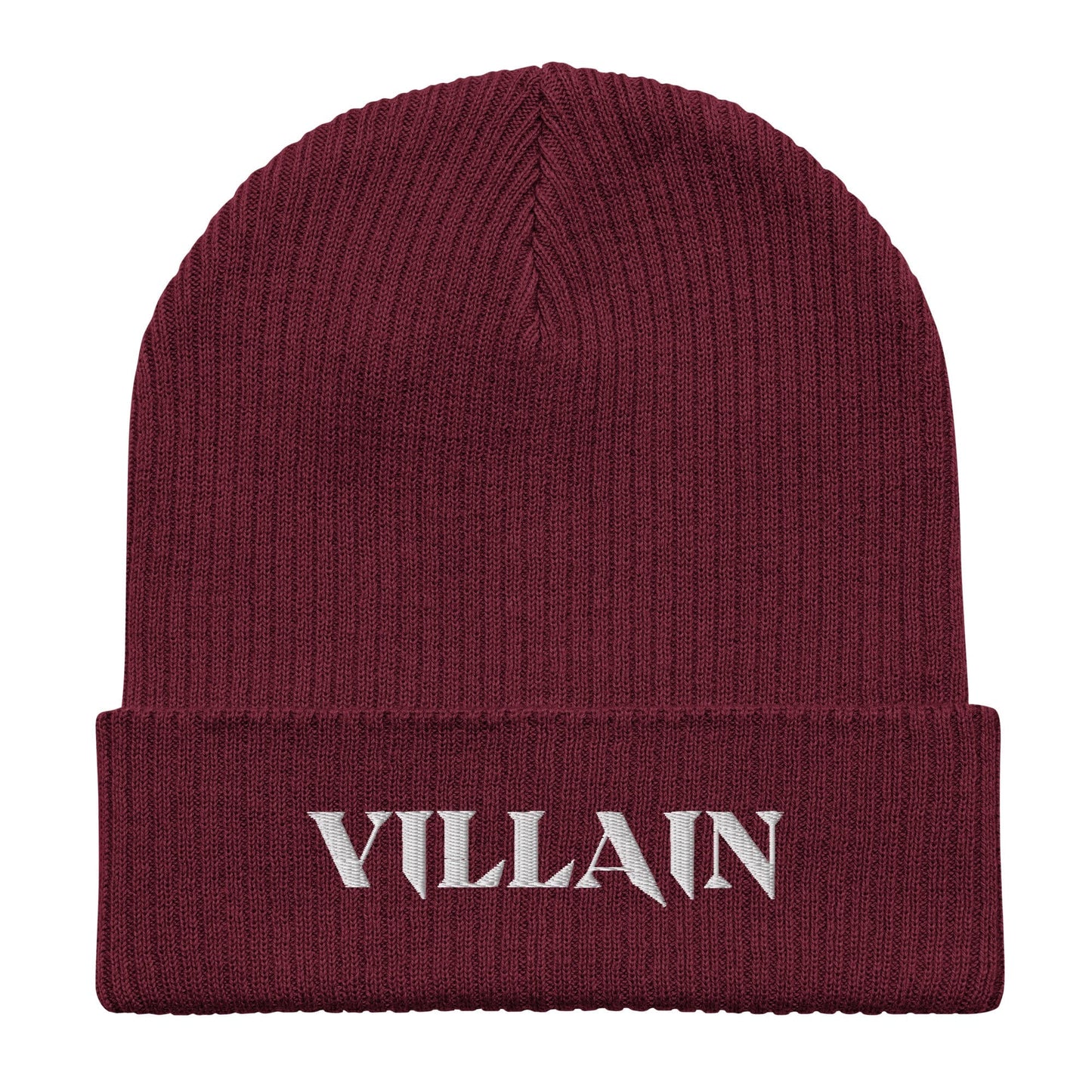 VILLAIN Aesthetics Burgundy Organic ribbed beanie