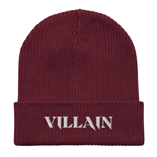 VILLAIN Aesthetics Burgundy Organic ribbed beanie