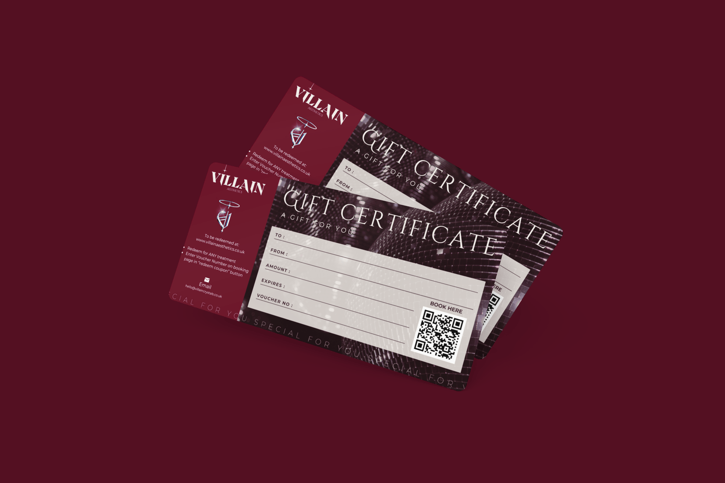VILLAIN Aesthetics Gift Certificate & Envelope (Physical Item)